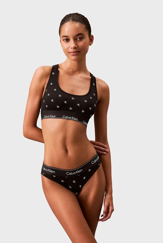 Женский черный топ с узором UNLINED BRALETTE Calvin Klein