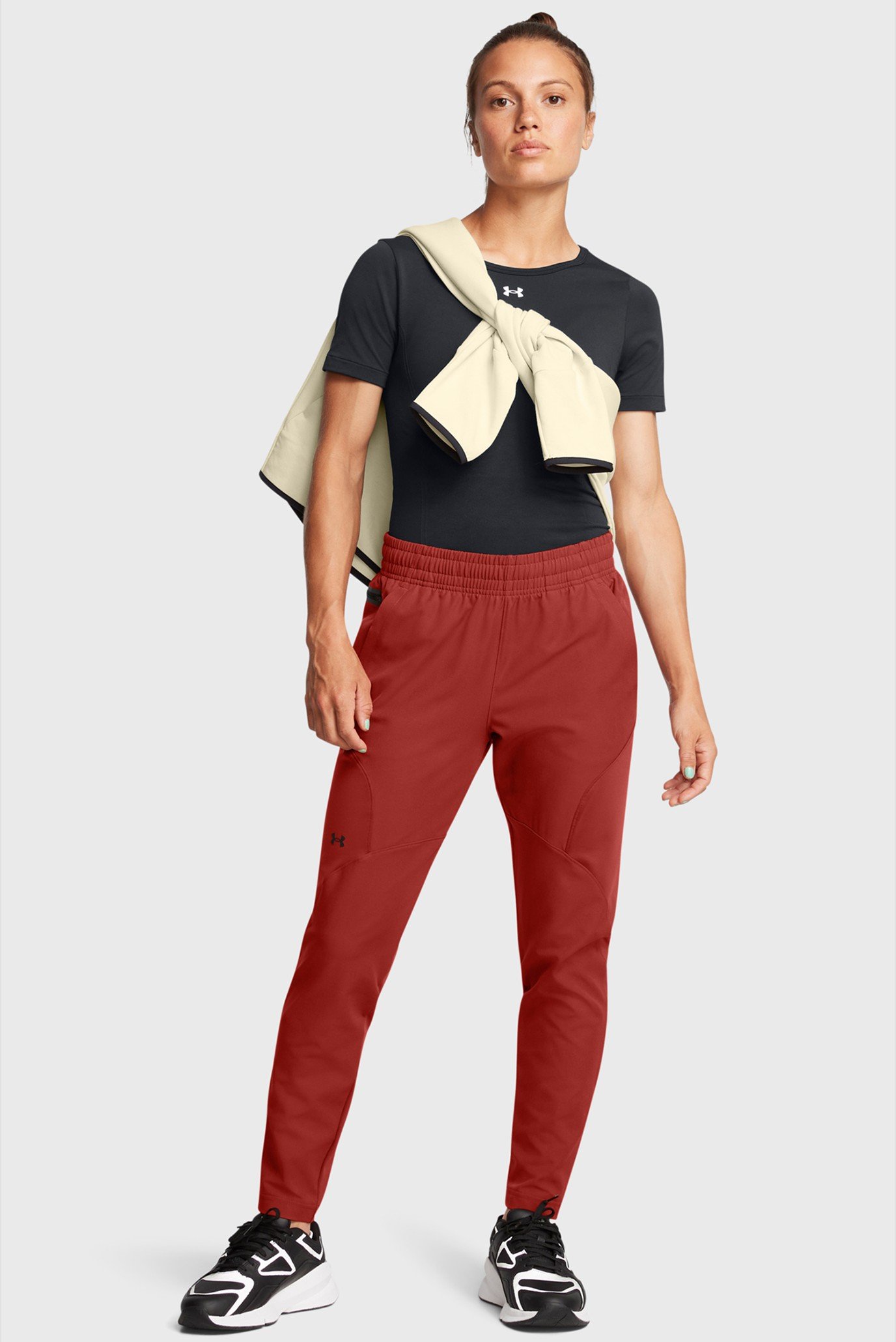 Женские красные спортивные брюки UA UNSTOPPABLE HYBRID 2