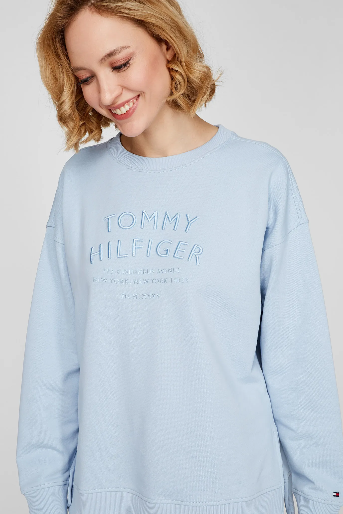 Женский голубой свитшот RELAXED TEXT C-NK 7