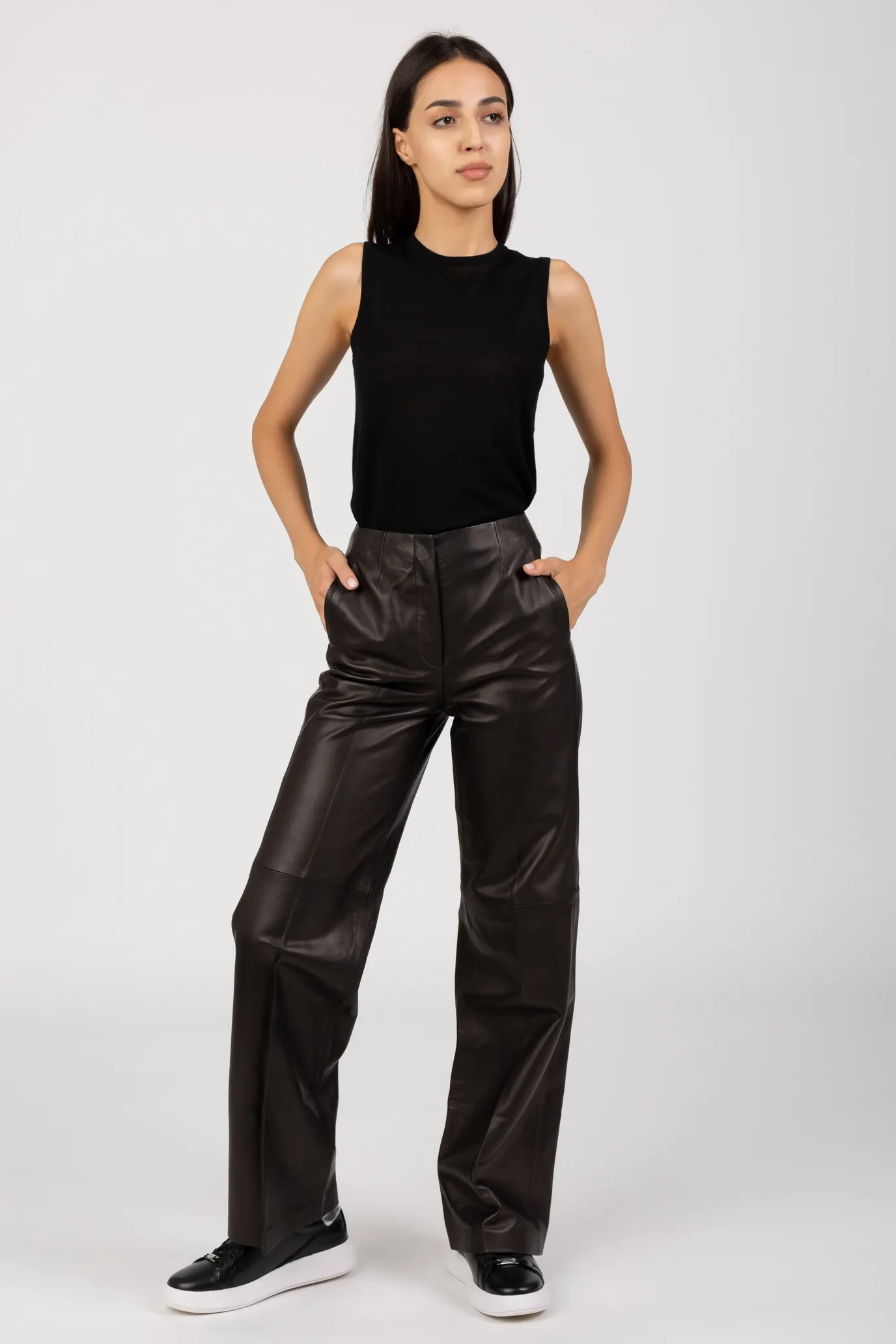 Штаны LEATHER WIDE LEG PANT 4