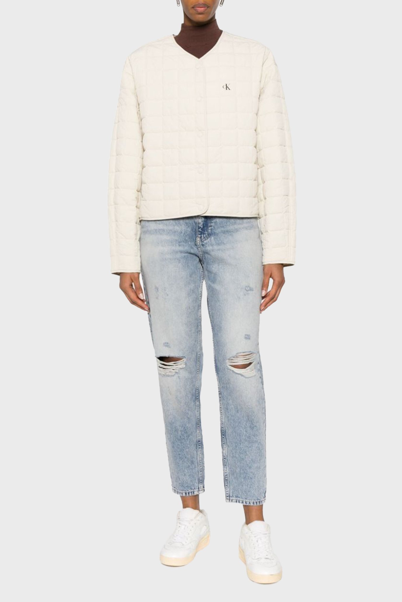 Женская белая куртка SHORT QUILTED JACKET 5