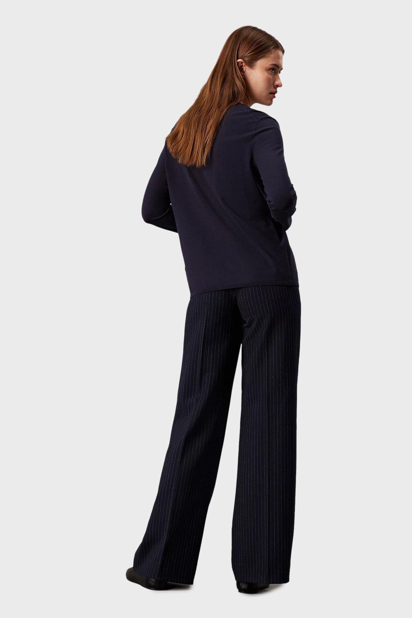 Женские темно-синие брюки в полоску PINSTRIPE WIDE LEG 3