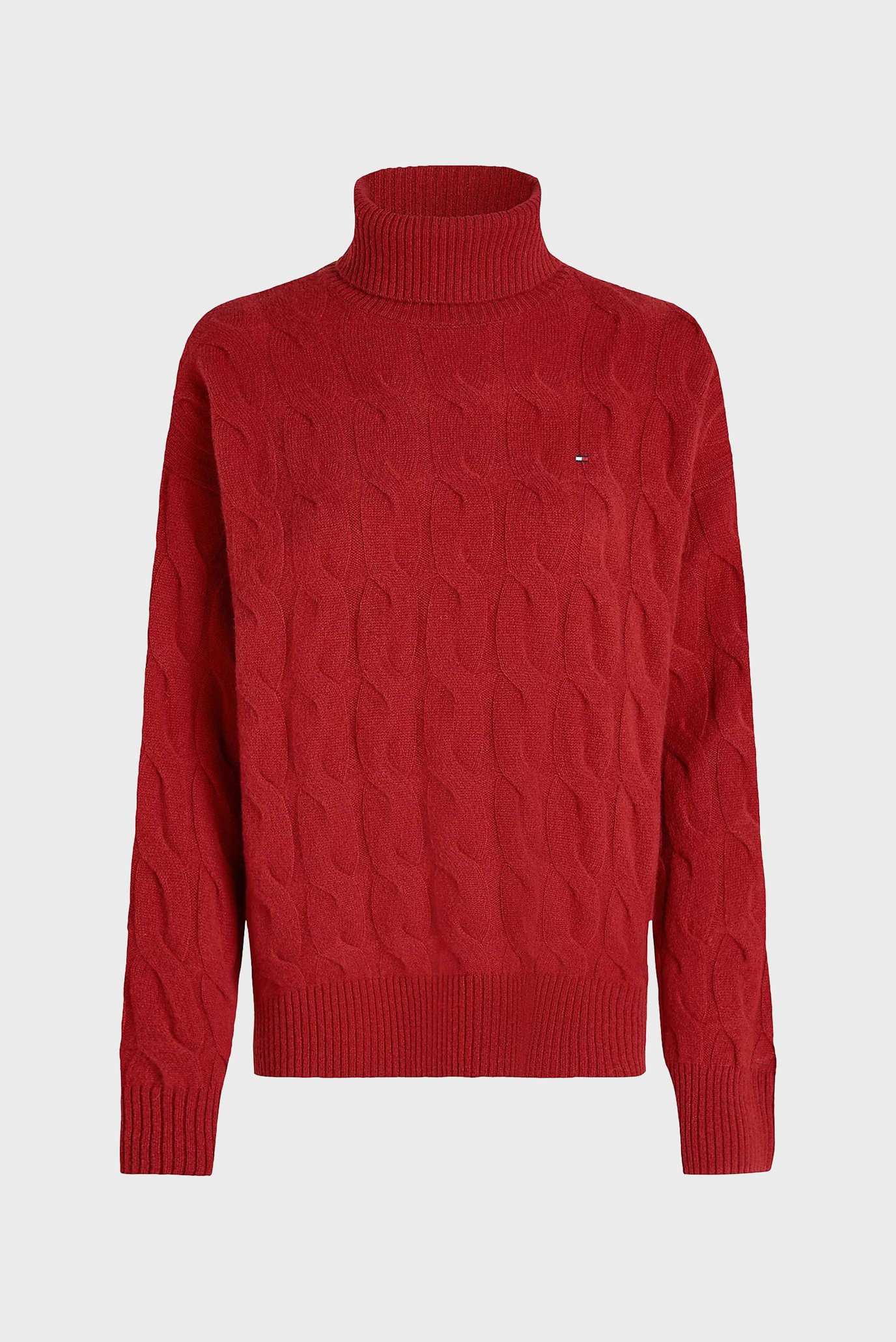 Женский красный шерстяной гольф SOFT WOOL CABLE ROLL-NK 5