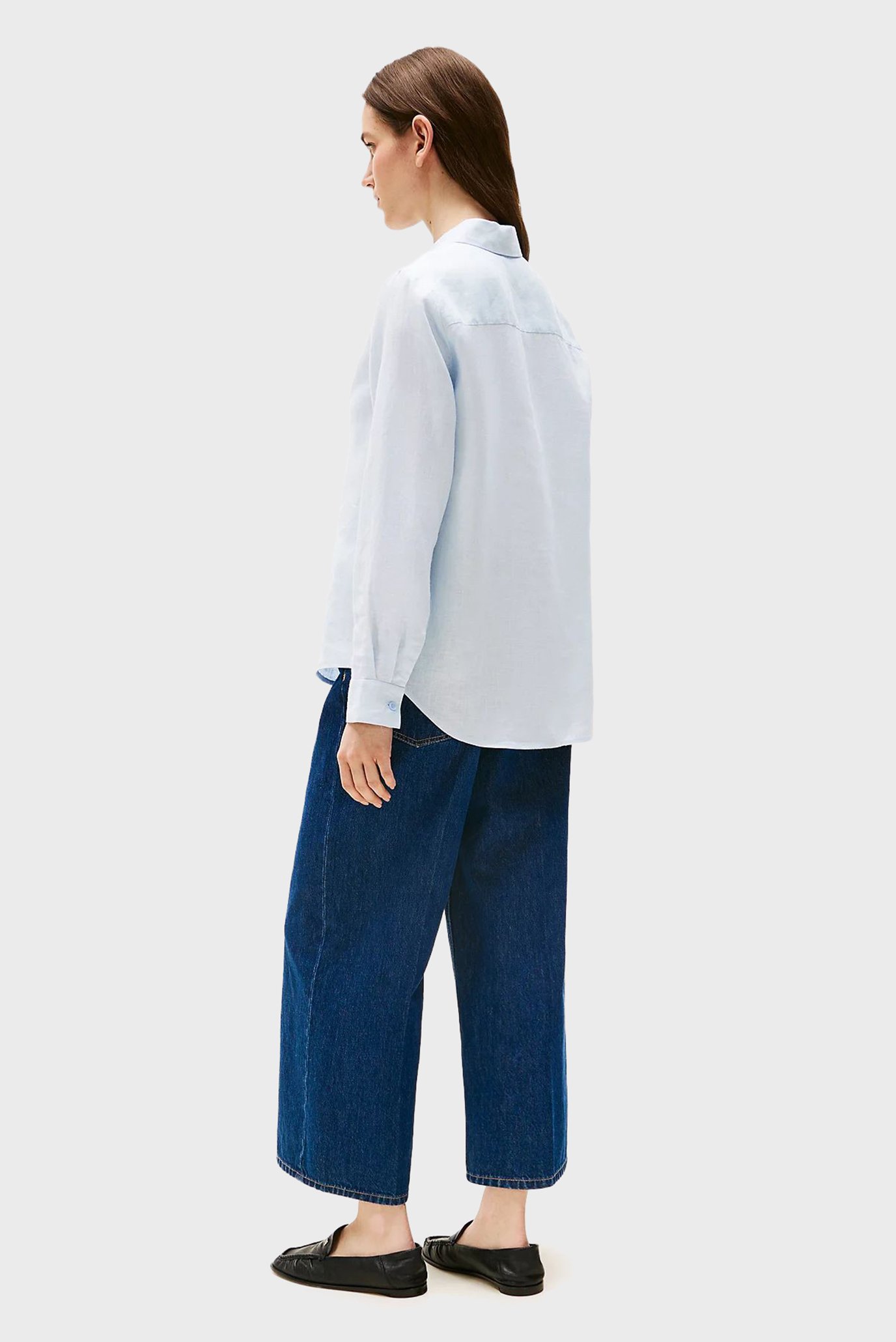 Женская голубая льняная рубашка ESS 3