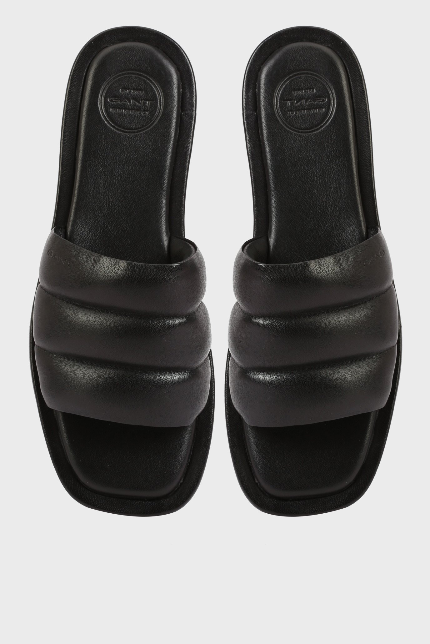 Женские черные кожаные слайдеры Khiria 4