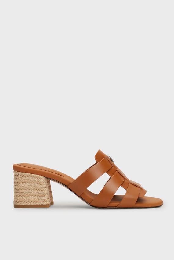 Босоножки BLOCK MID HEEL LEATHER SANDAL