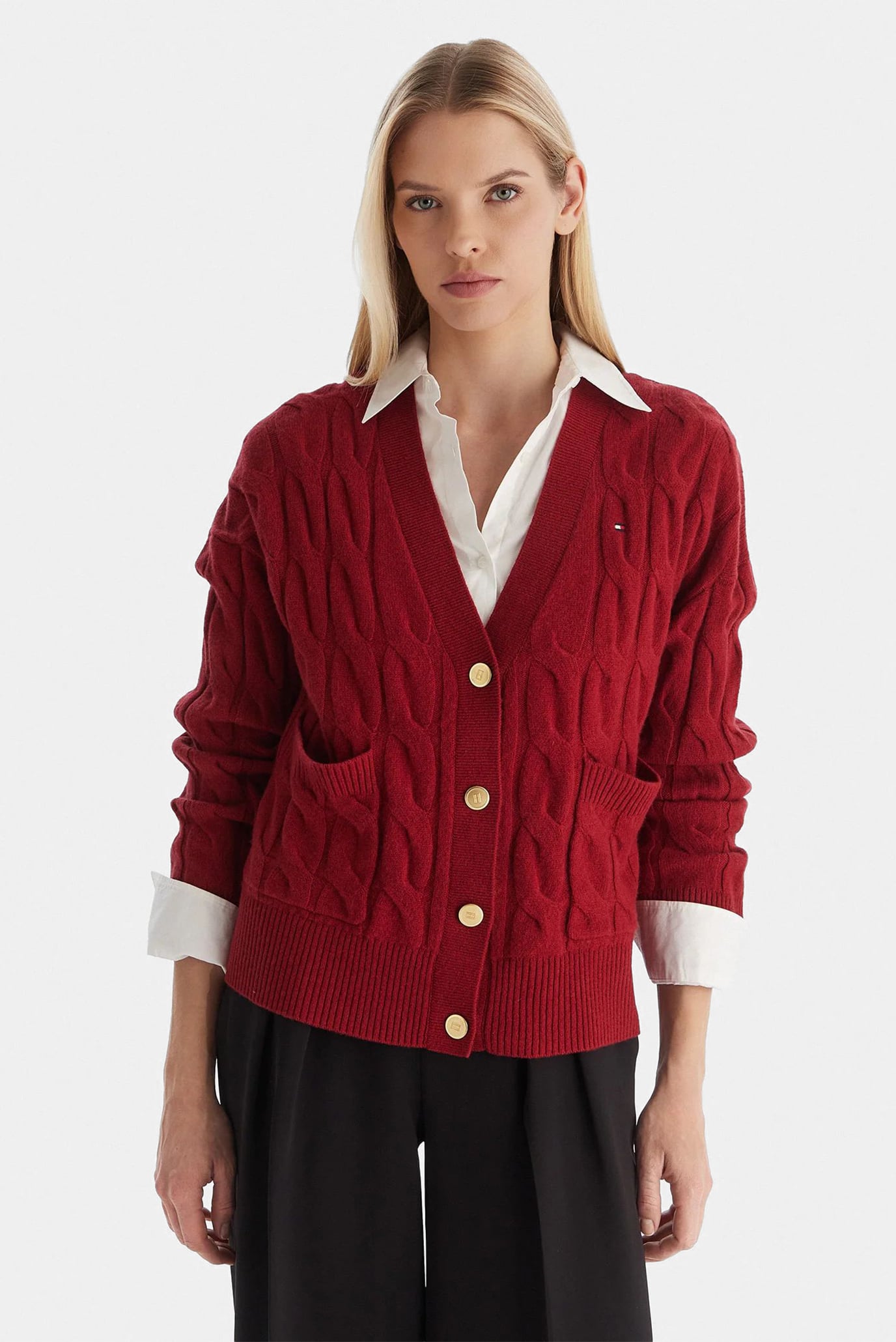 Кардиган SOFT WOOL CABLE V-NK LS CARDI 1