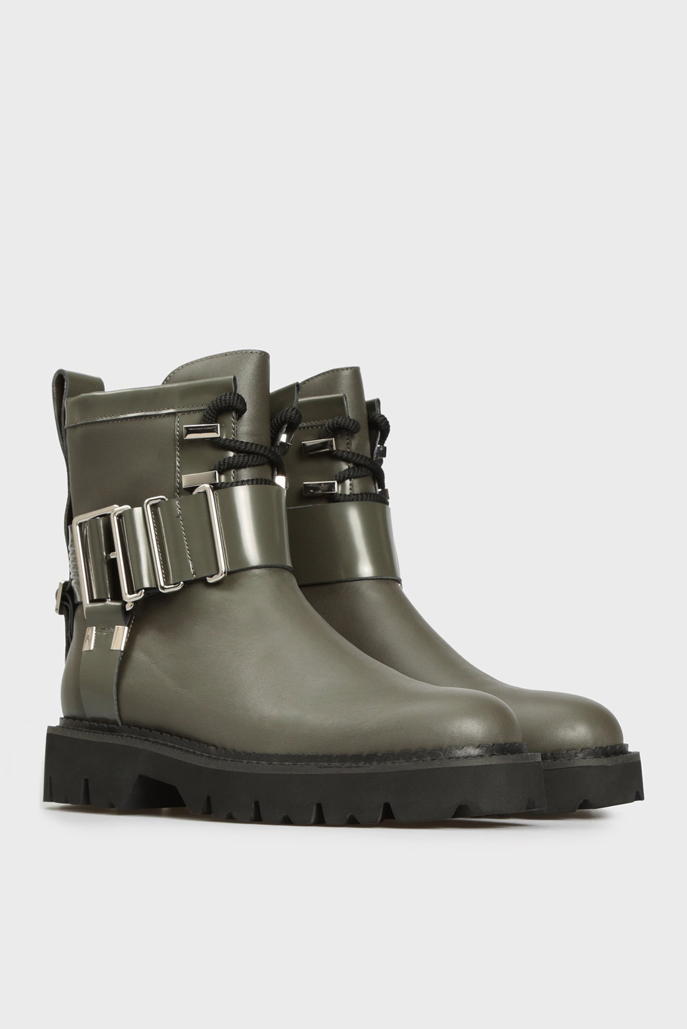 Женские оливковые кожаные ботинки Daphne 7