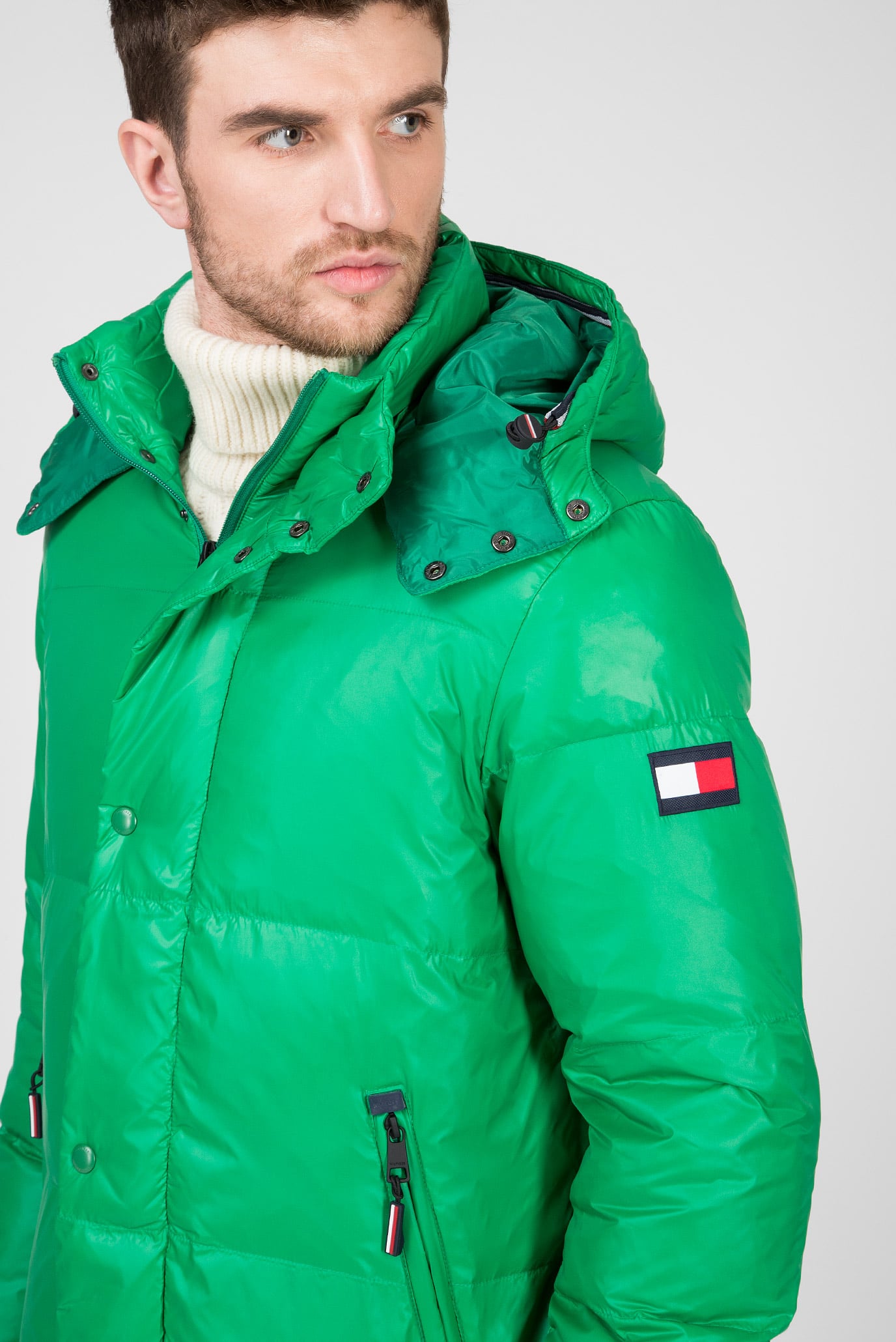 Мужская зеленая куртка SHINY HOODED 9