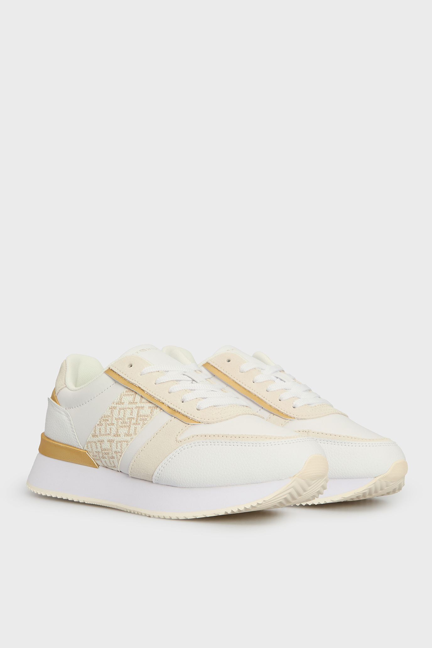 Женские белые кожаные кроссовки LUX MONOGRAM RUNNER 3