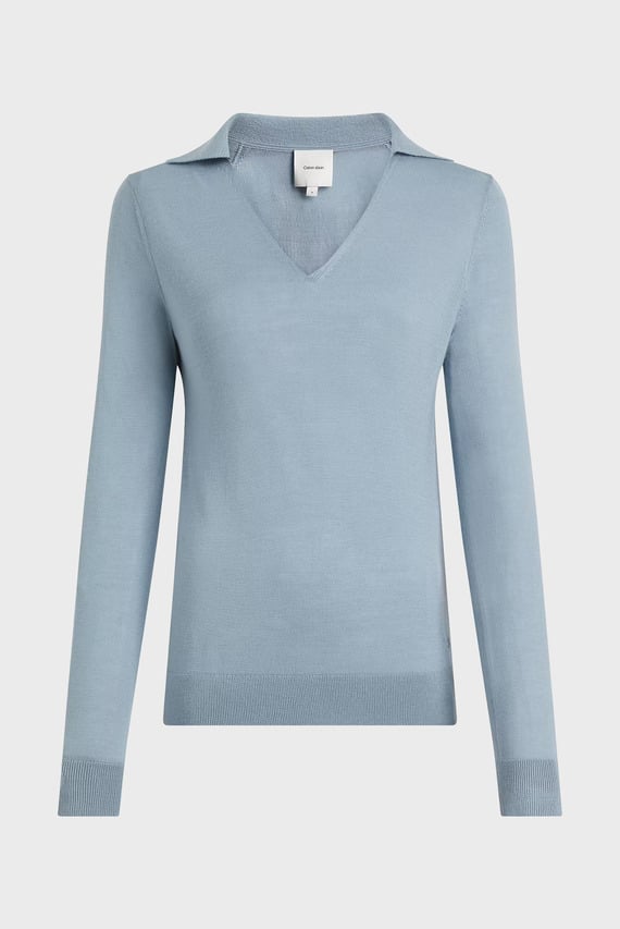 Поло с длинным рукавом ACETATE BLEND POLO REG SWEATER