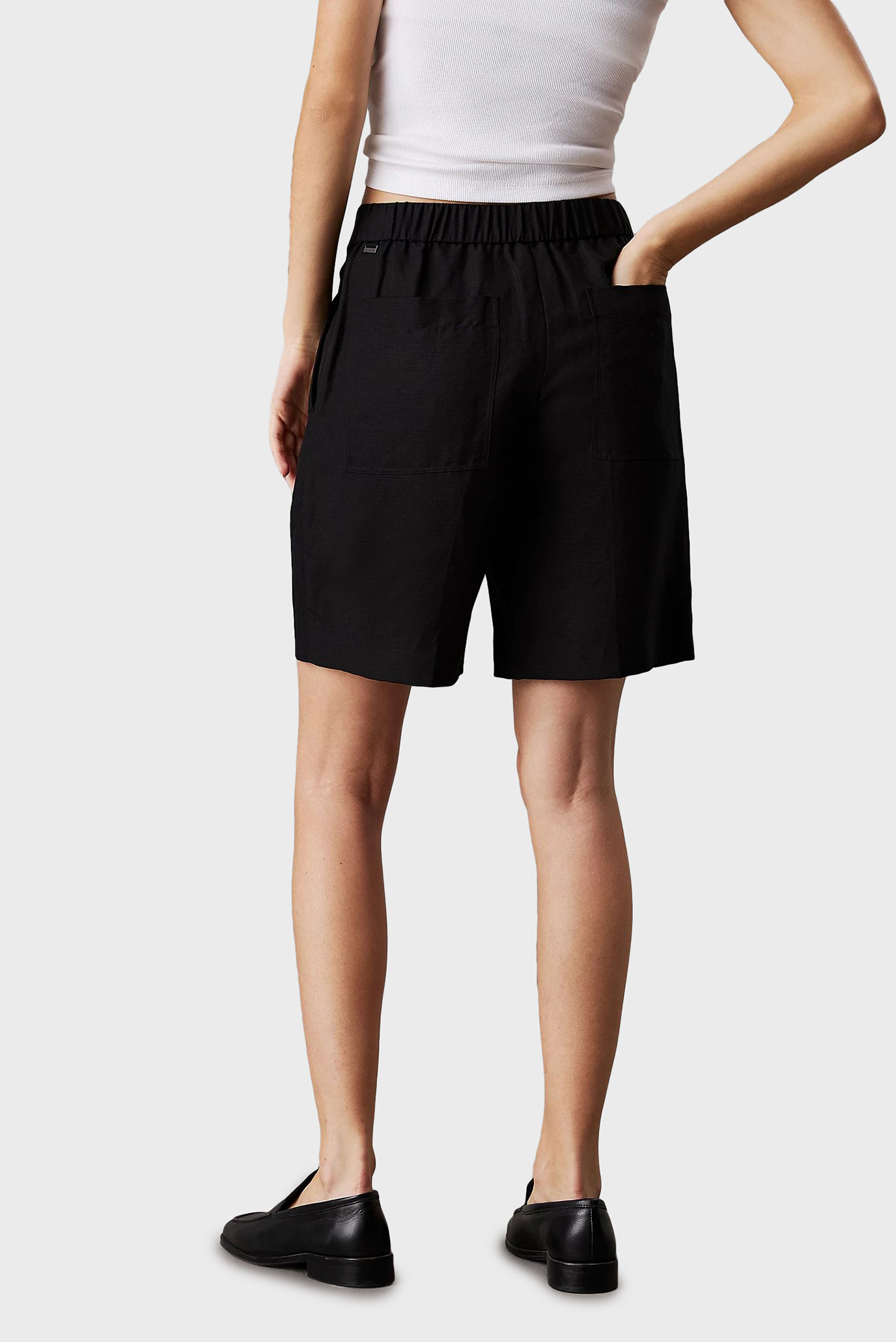 Женские черные шорты LINEN BLEND SHORTSCalvin Klein Женские черные шорты LINEN BLEND SHORTS 3