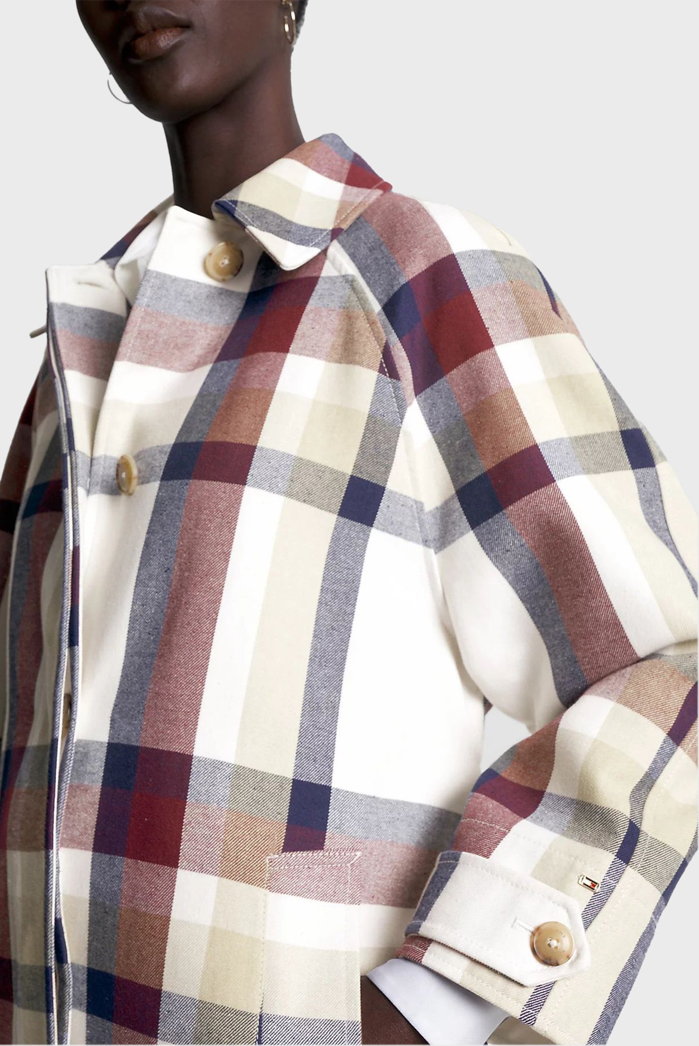 Женское пальто в клетку COTTON BLEND CHECK MAC 6