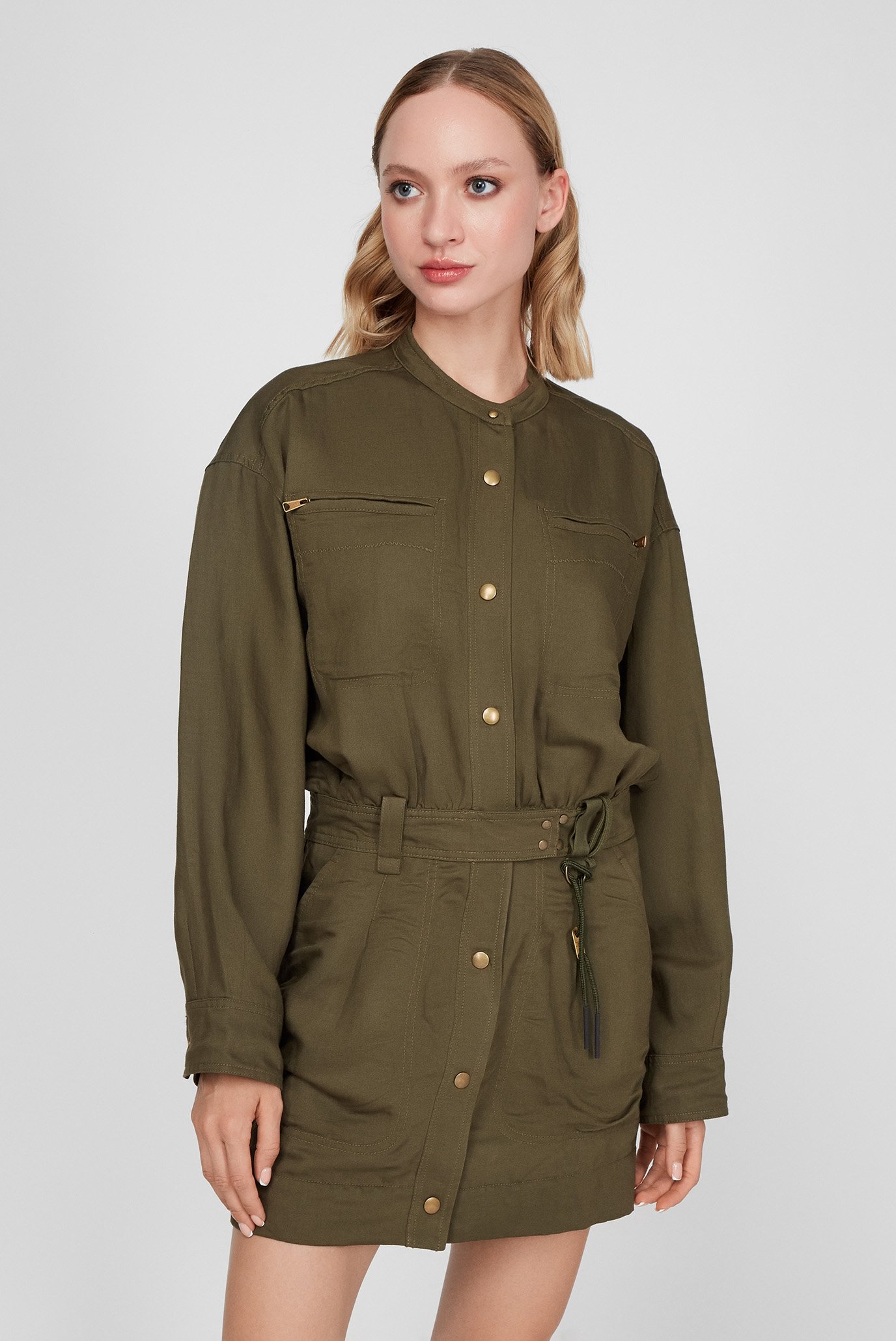 Женское зеленое льняное платье D-ANGELICADiesel Женское зеленое льняное платье D-ANGELICA 7