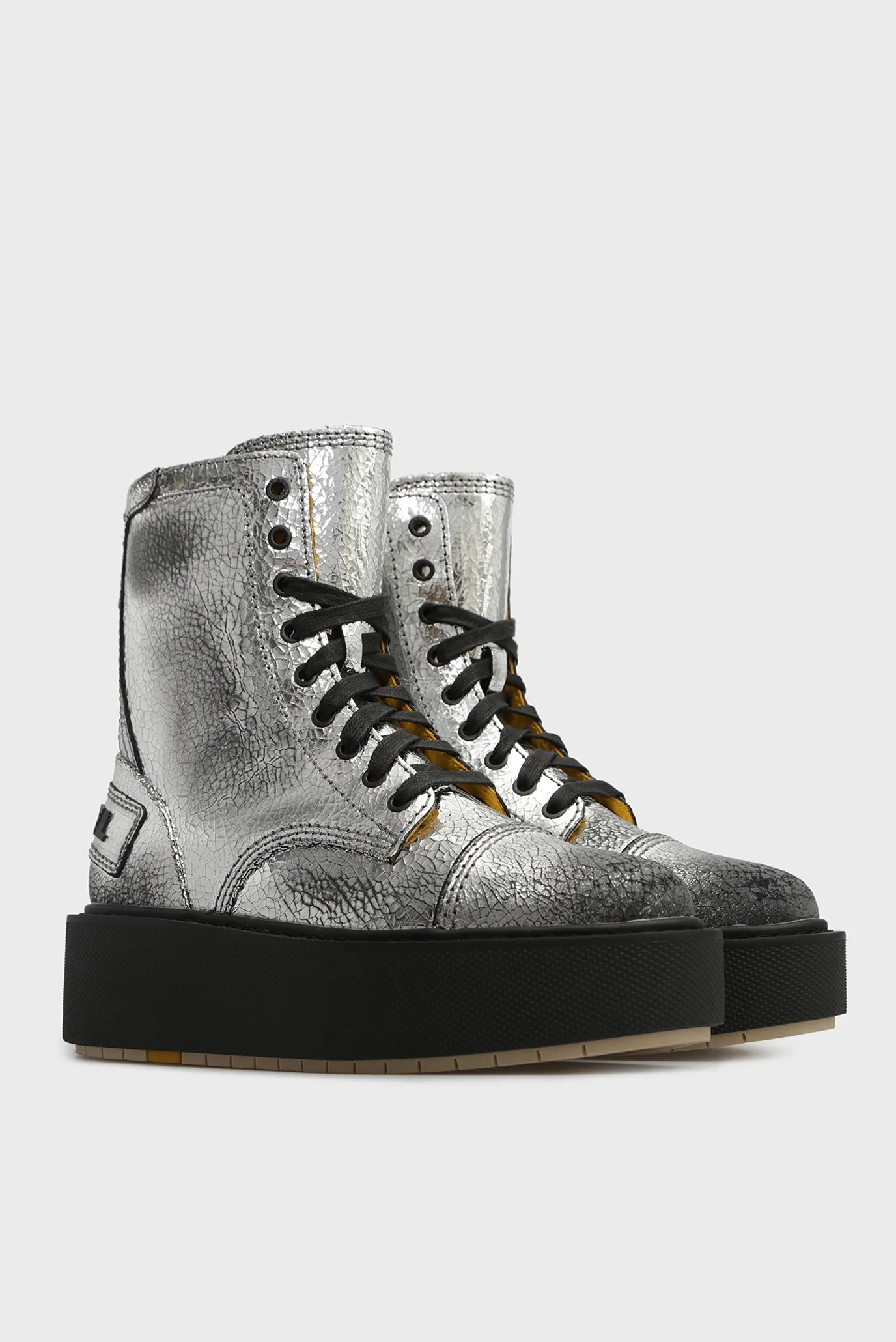 Женские серебристые кожаные ботинки CAGE 8