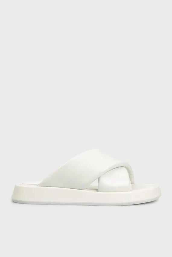 Женские белые кожаные слайдеры Monza PRPY