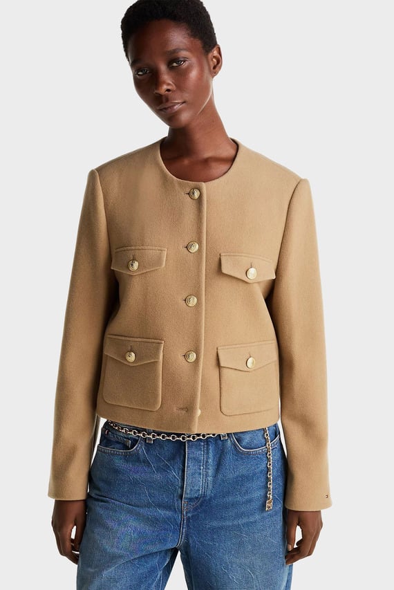 Куртка демисезонная CROP WOOL GOLD BUTTON JACKET