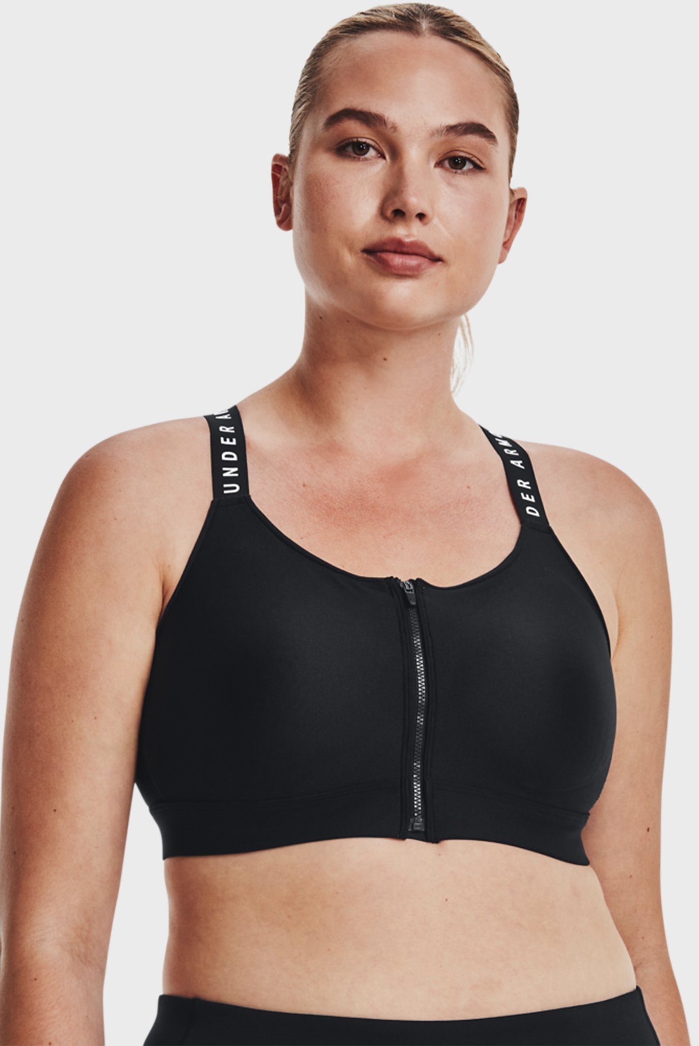 Женский черный спортивный топ UA Infinity High Bra Zip 6