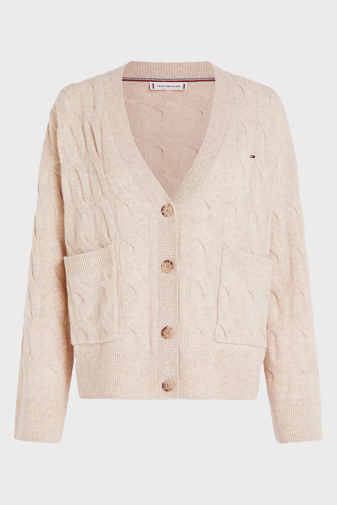 Женский бежевый шерстяной кардиган SOFT WOOL CABLE 5