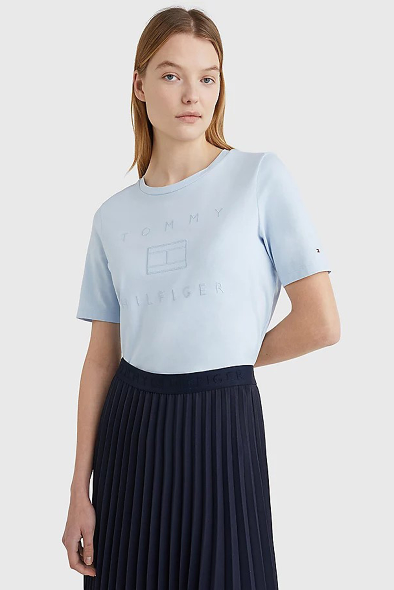 Женская голубая футболка REGULAR METALLIC C-NK Tommy Hilfiger Женская голубая футболка REGULAR METALLIC C-NK 6