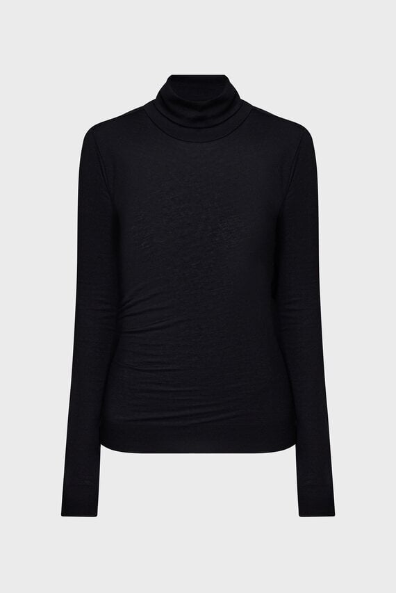 Женский черный гольф GATHERED WAIST LYOCELL LS TOP