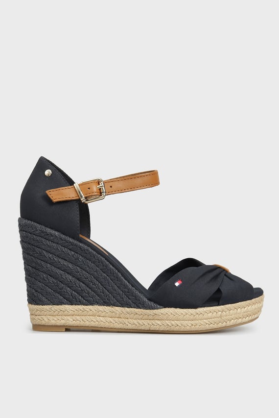 Женские темно-синие босоножки BASIC OPEN TOE HIGH WEDGE