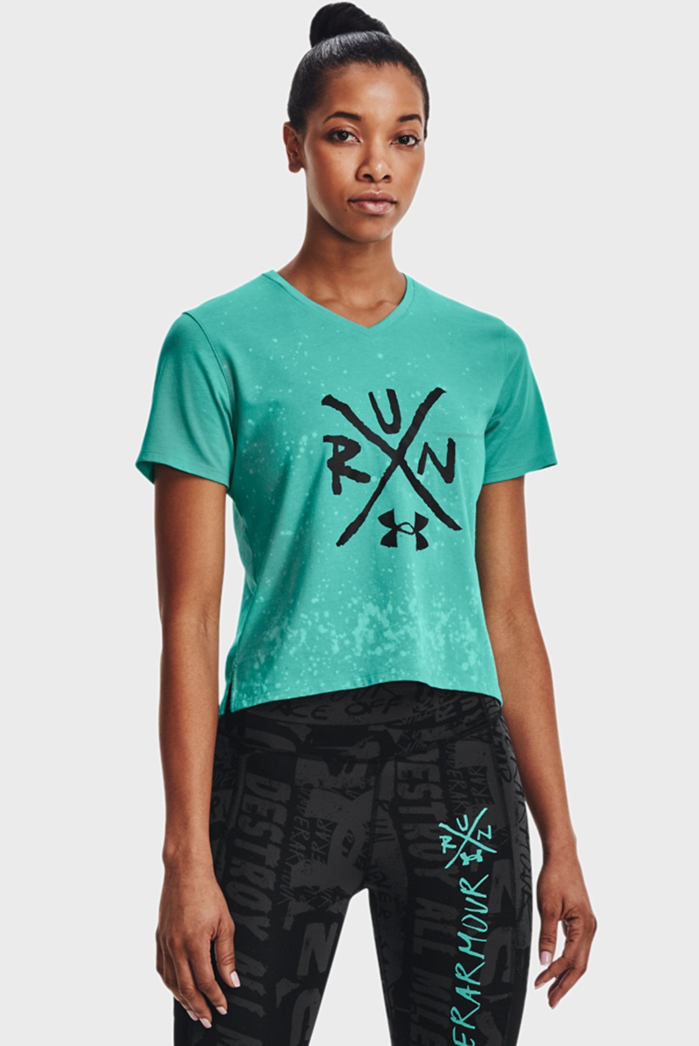 Женская бирюзовая футболка UA Destroy All Miles SS 8