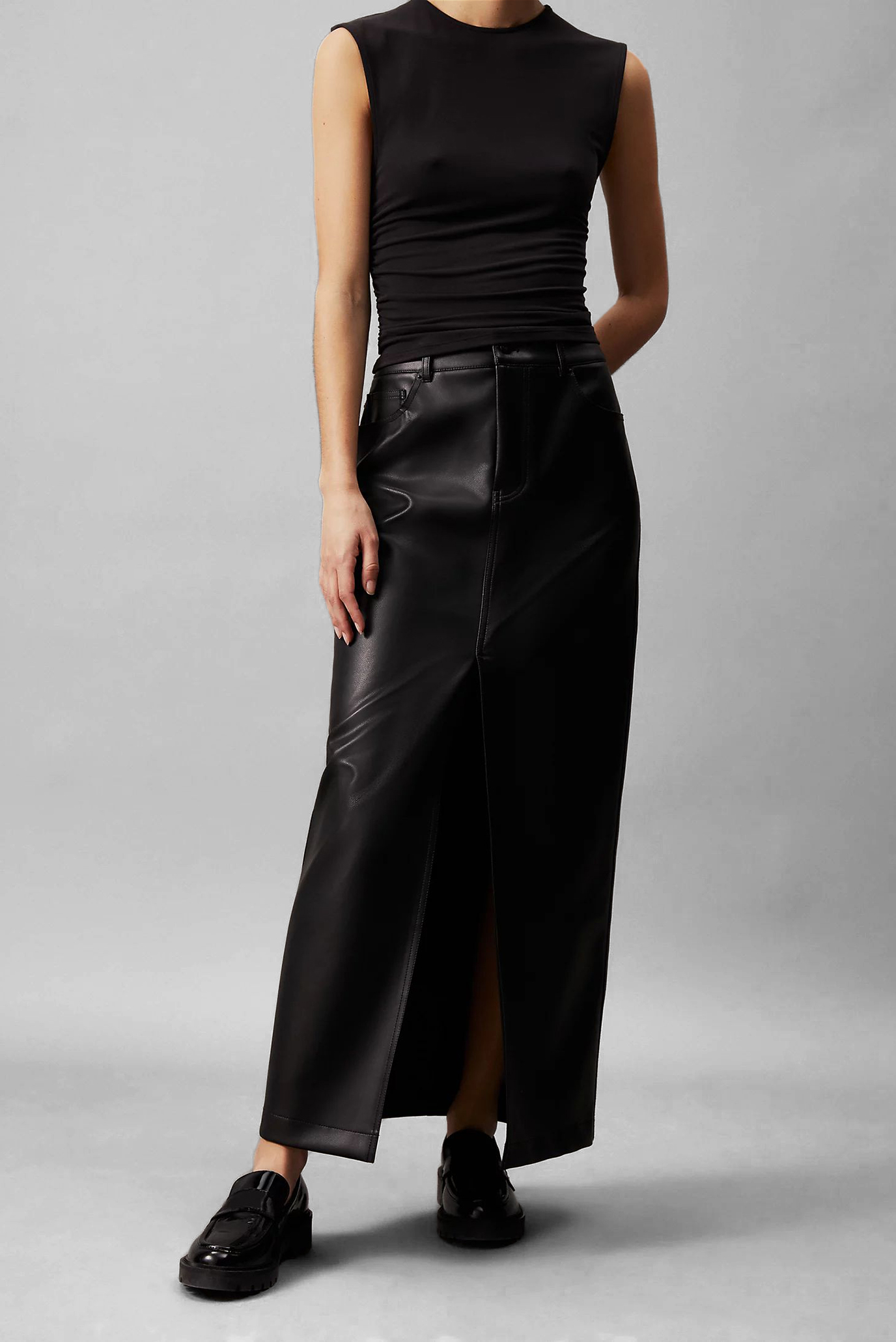 Юбка/FAUX LEATHER MAXI SKIRT 1