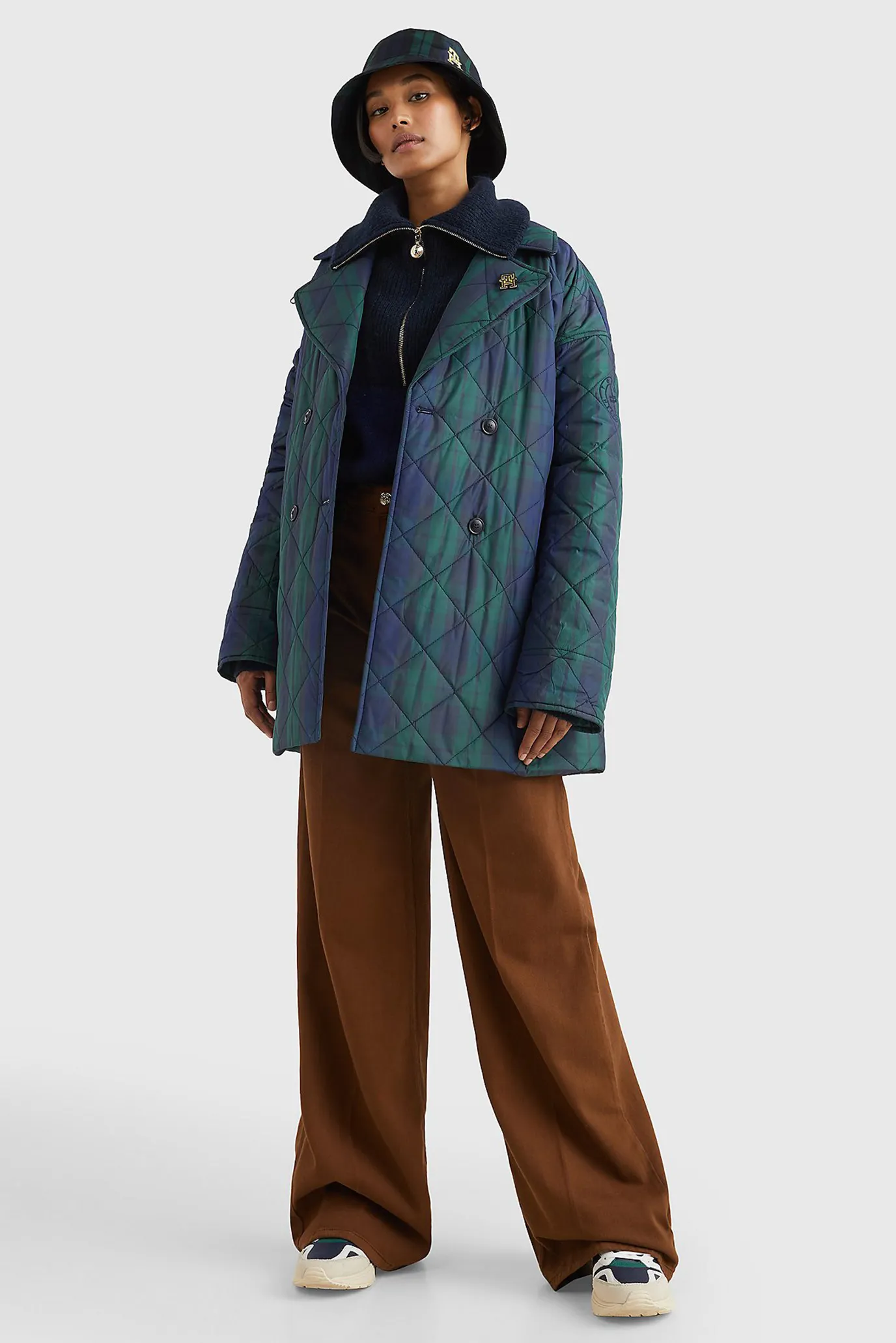 Женская зеленая куртка в клетку CHECK QUILTED 9