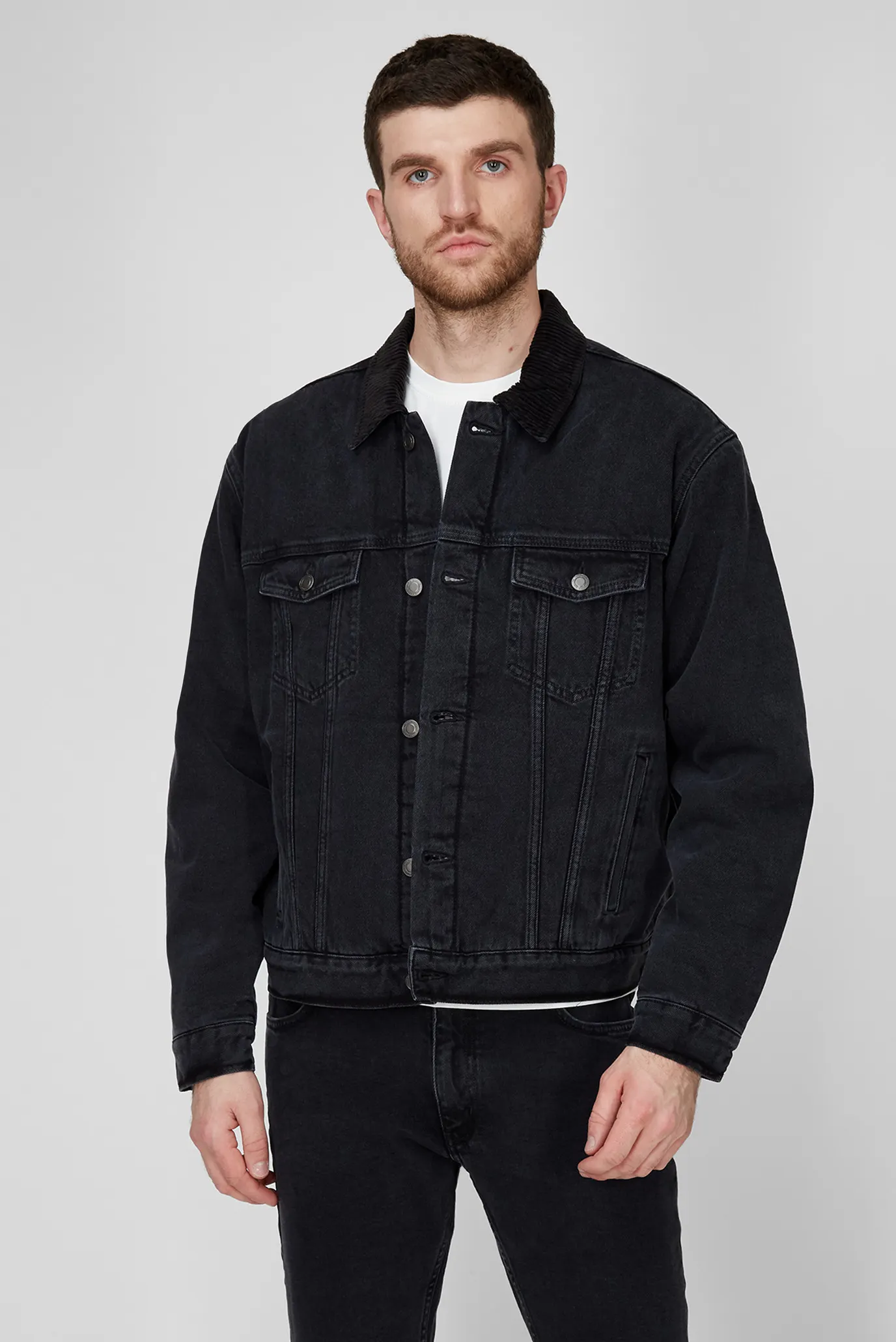 Мужская черная джинсовая куртка LEWIS HAMILTON 6