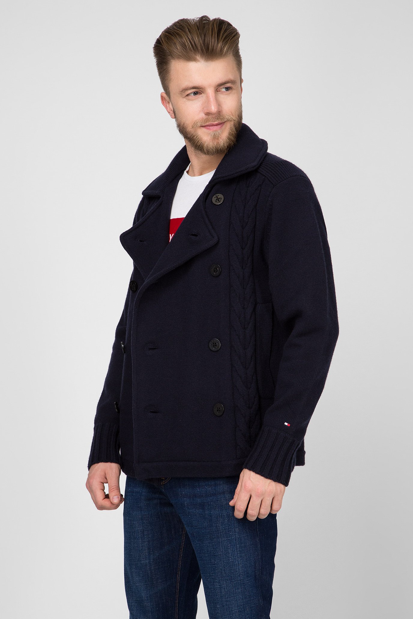 Мужское темно-синее полупальто 2