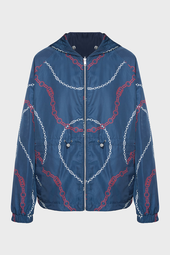 Женская темно-синяя двусторонняя ветровка с узором CHAIN PRINT REV WINDBREAKER