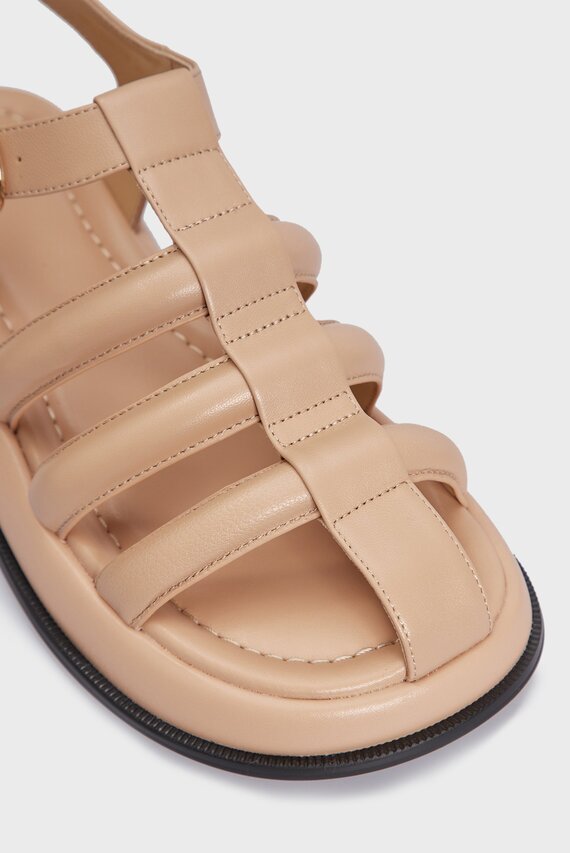 Женские бежевые кожаные сандалии Vicky