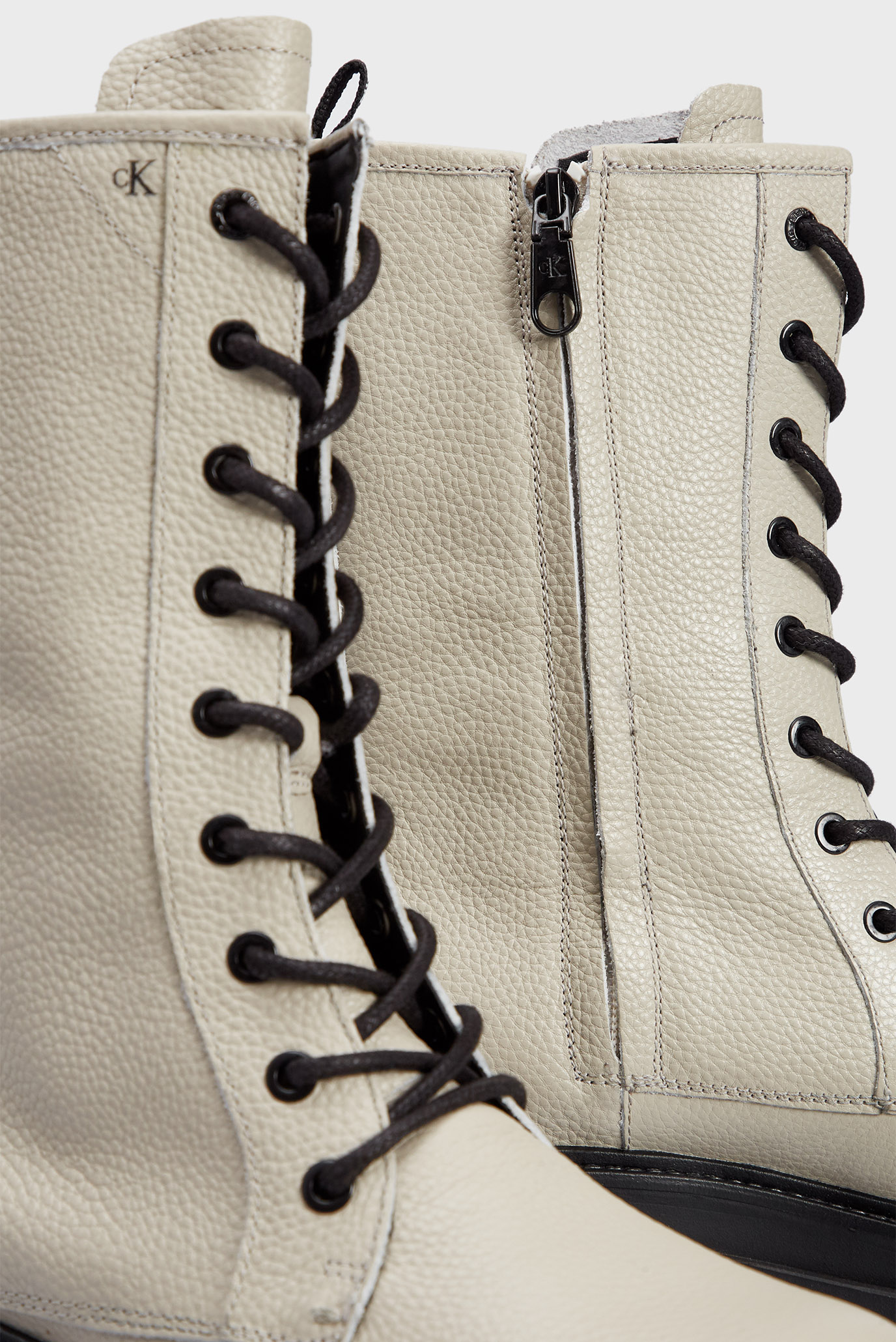 Женские бежевые кожаные ботинки FLATFORM 7