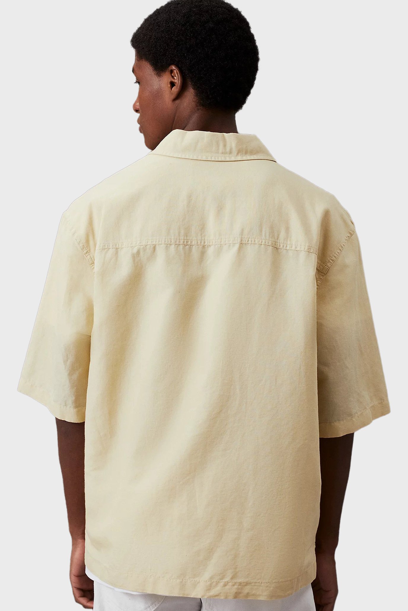 Мужская желтая льняная рубашка 3