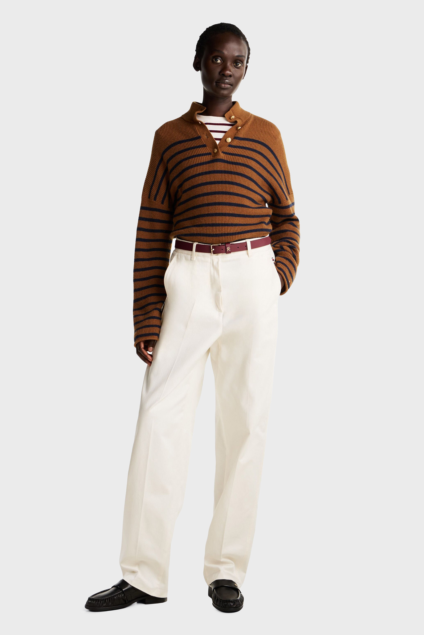 Женские белые чиносы COTTON BARREL RELAXED STR CHINO 3