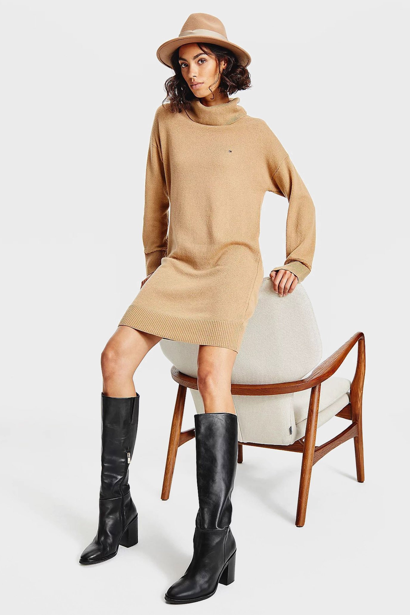 Платье SOFTWOOL ROLL-NK KNEE DRESS LS 1