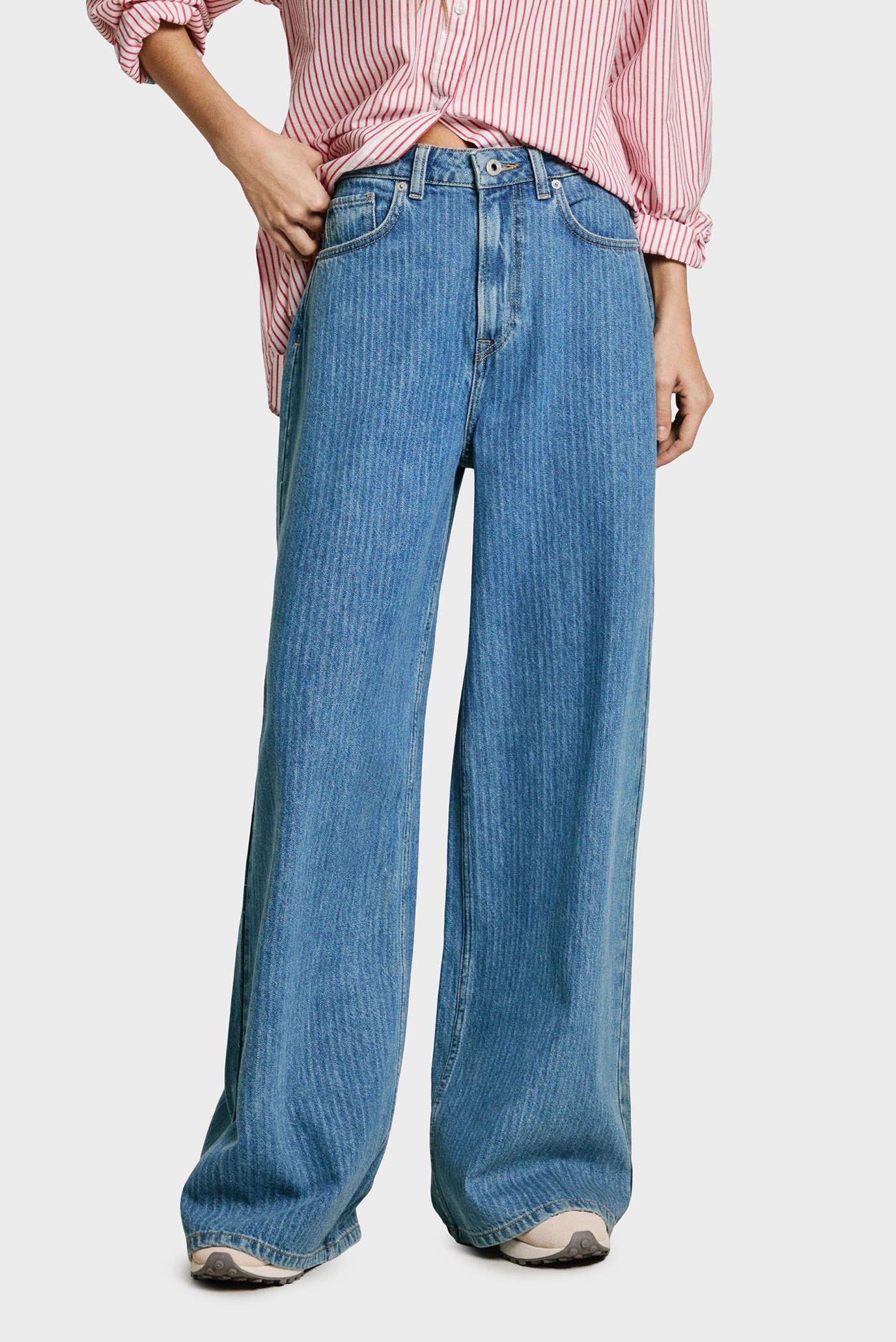 Женские синие джинсы в полоску WIDE LEG JEANS UHW JAIMY 1