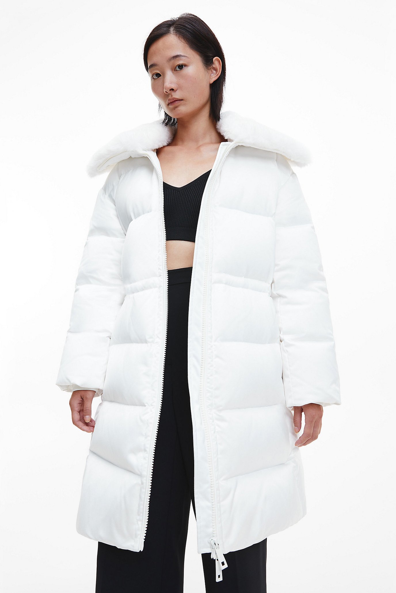 Женский белый пуховик LUX SATIN PUFFER COAT 8