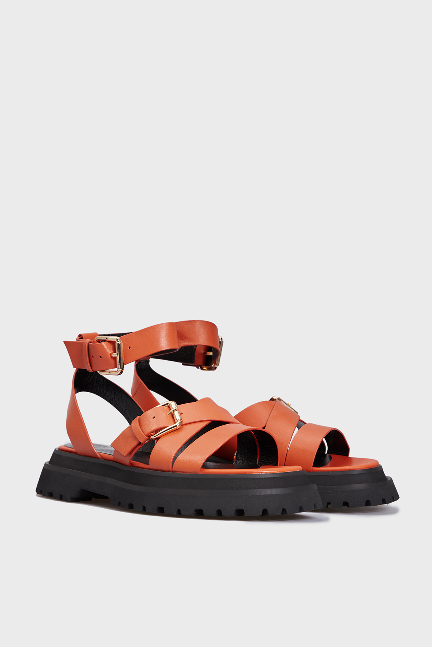 Женские оранжевые кожаные сандалии Lee 8