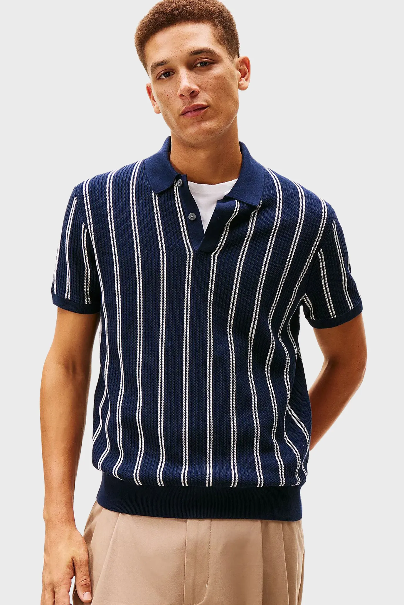 Свитер KNITTED VERTICAL STRIPE SS POLO 1