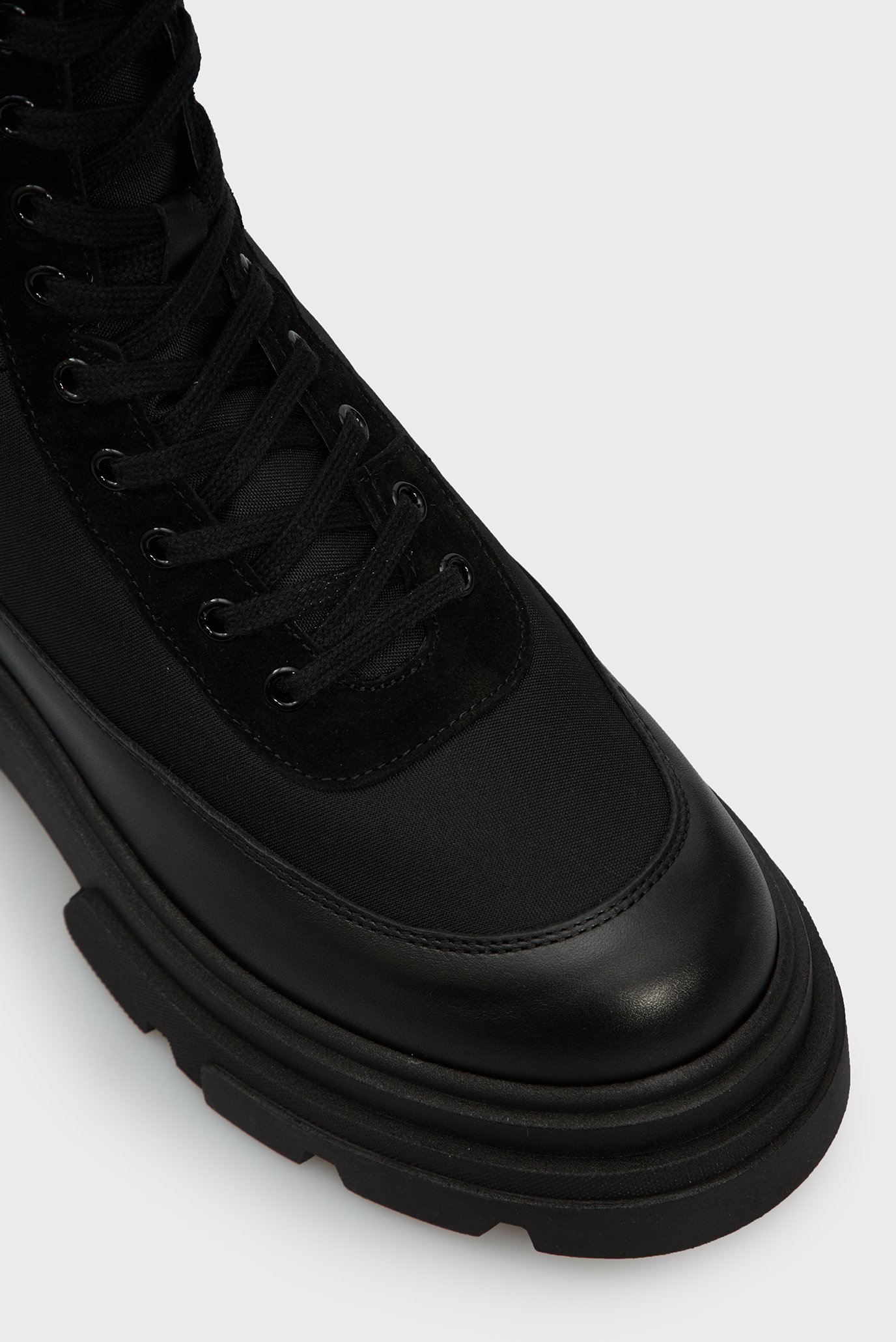 Женские черные ботинки BIKER LEATHER MIX LACE-UP 4