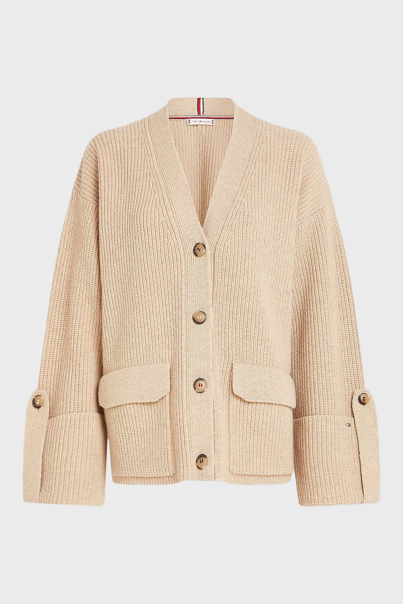 Женский бежевый шерстяной кардиган UTILITY KNIT V-NK 6