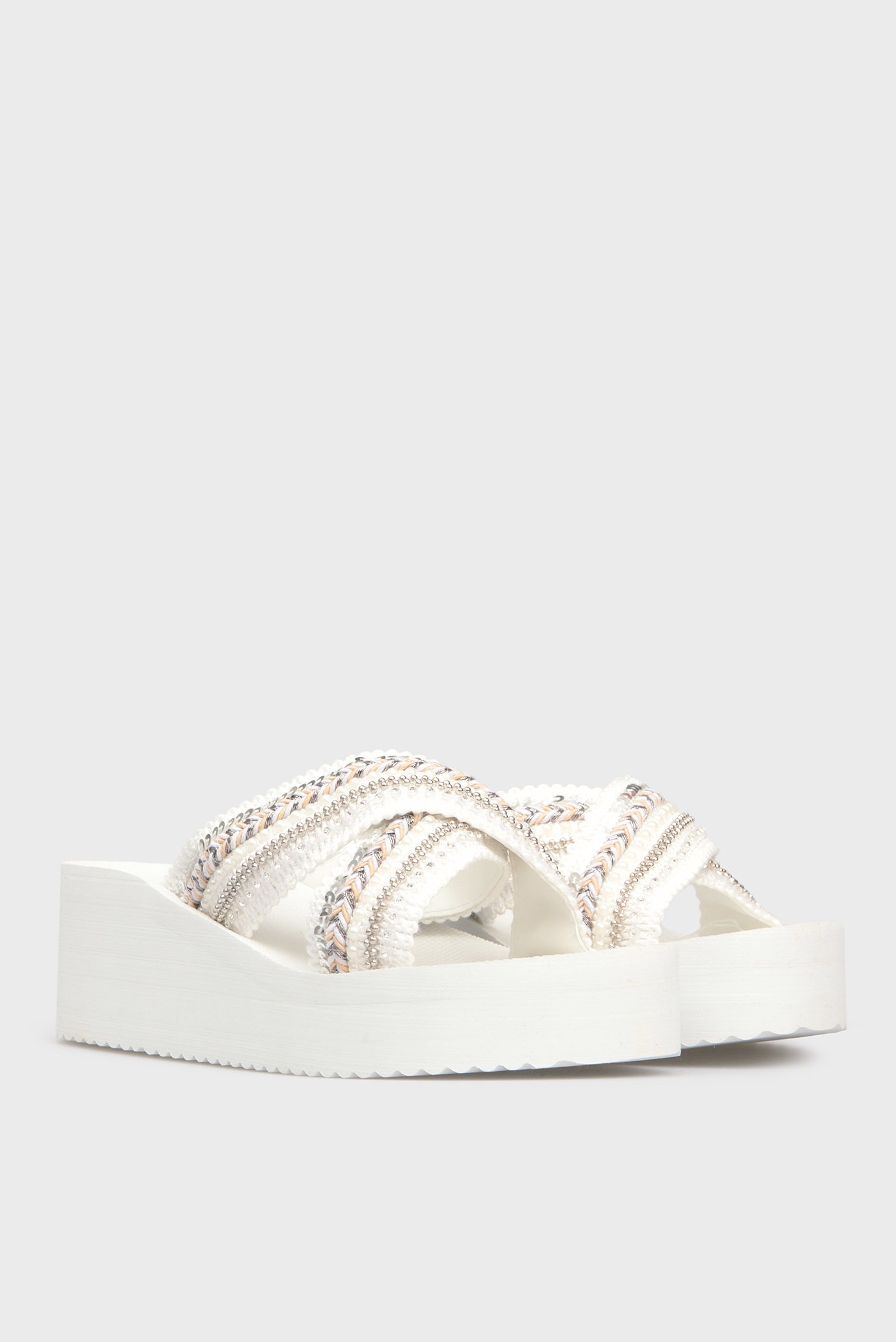 Женские белые слайдеры на платформе 2