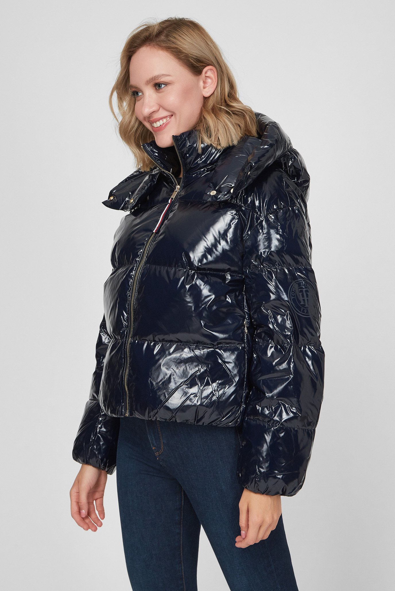 Женский темно-синий пуховик GLOSSY DOWN PUFFER Tommy Hilfiger ...