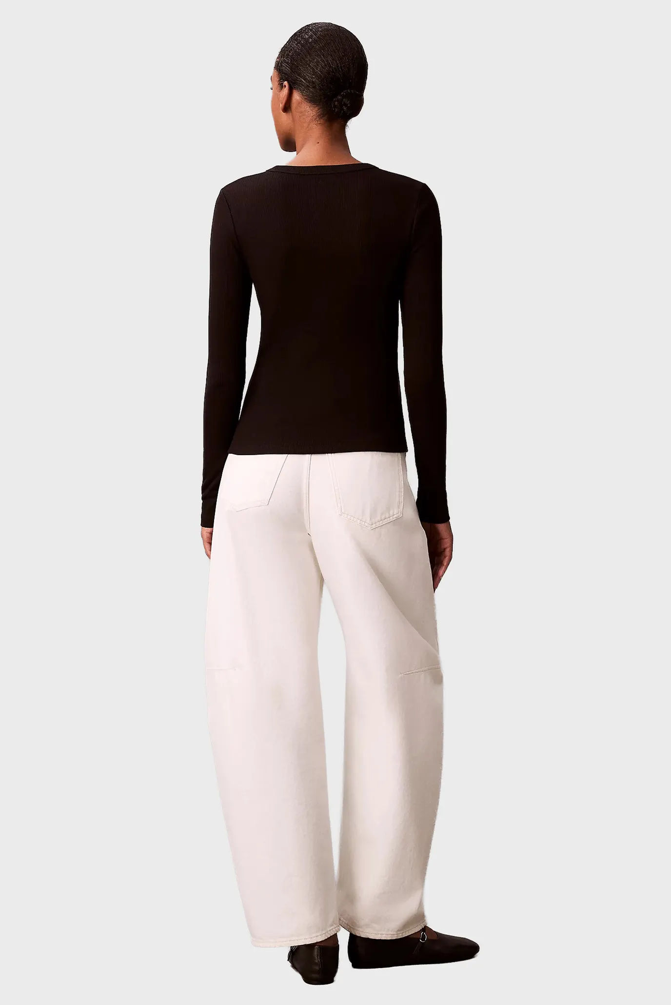 Лонгслив LS WOVEN LABEL 2X2 RIB CREW TOP 4