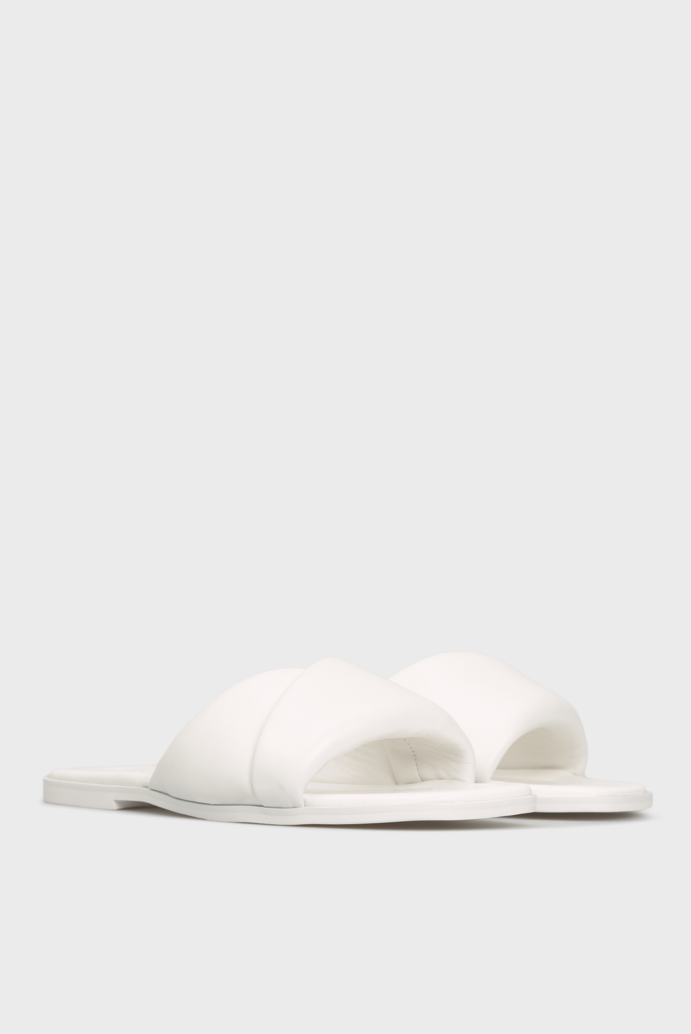 Женские белые кожаные слайдеры Vesna 7