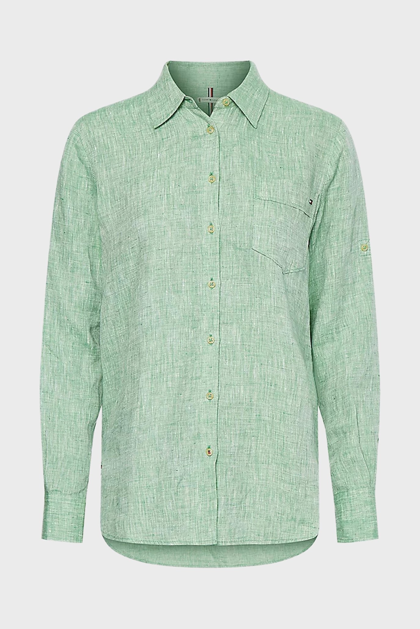 Женская зеленая льняная рубашка LINEN N RELAXED LONG 5