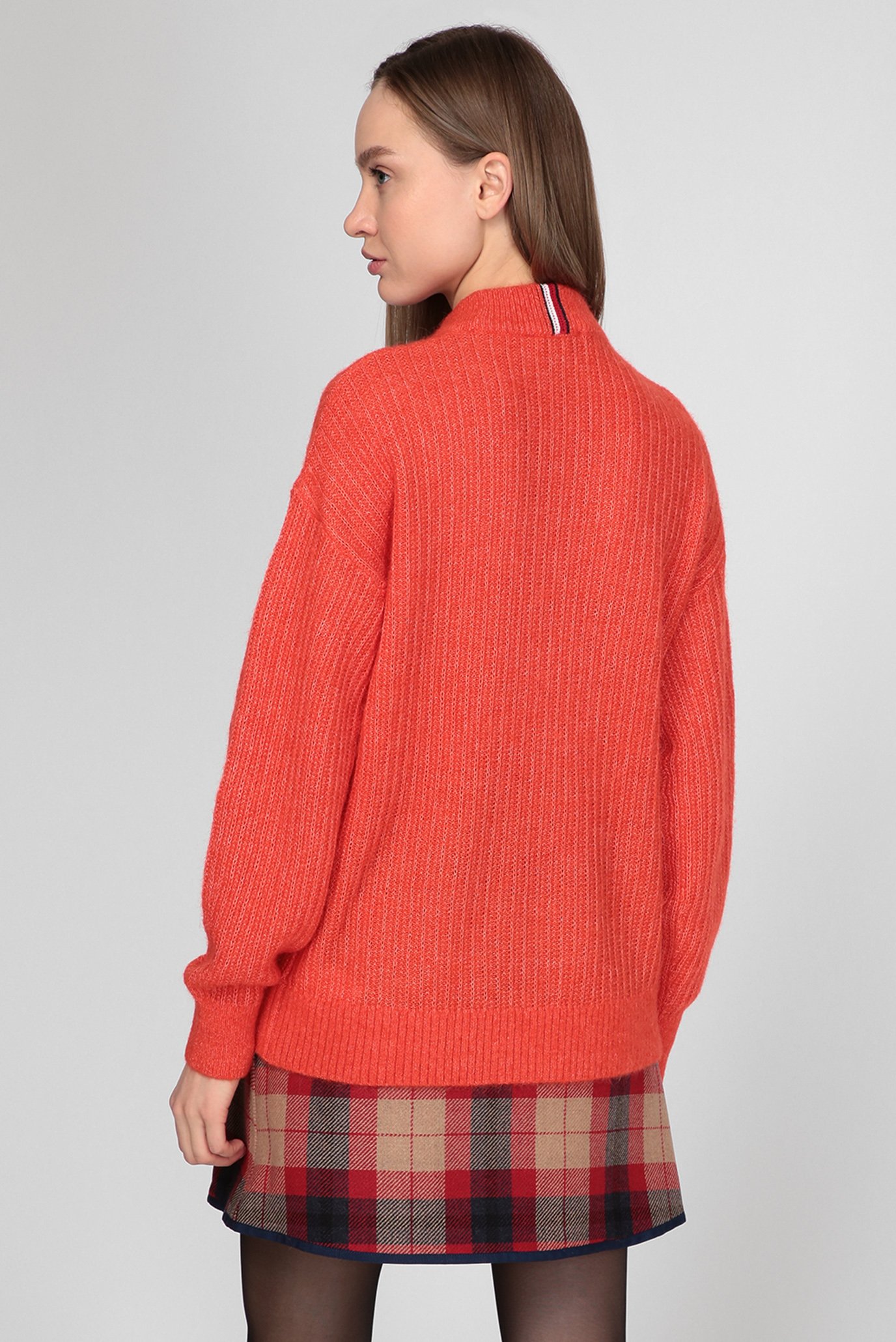 Женский коралловый свитер TEXTURED STITCH MOCK-NK 9