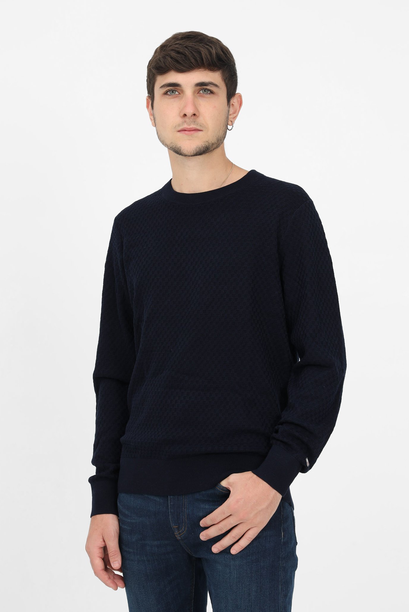 Мужской темно-синий джемпер GINGHAM STRUCTURE Tommy Hilfiger Мужской темно-синий джемпер GINGHAM STRUCTURE 2